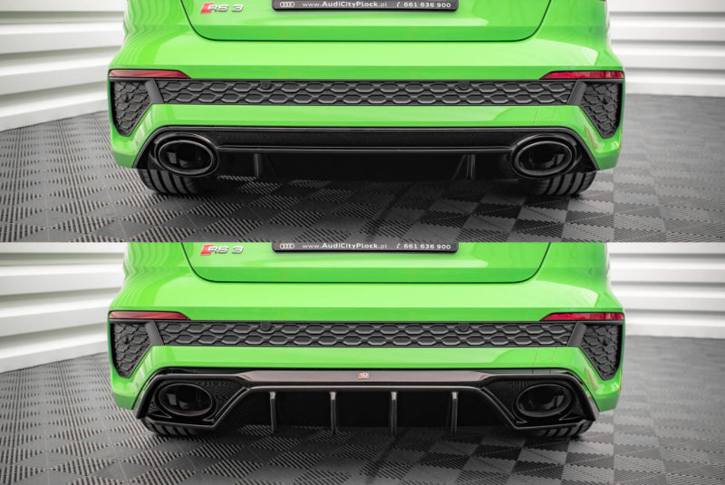 Maxton Design Heck Ansatz Flaps Diffusor für Audi RS3 Limousine 8Y schwarz Hochglanz