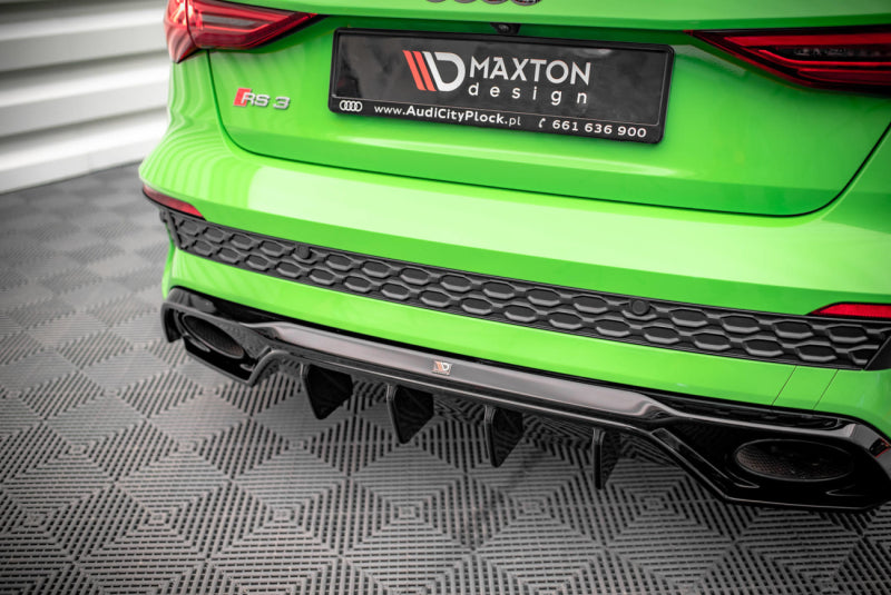 Maxton Design Heck Ansatz Flaps Diffusor für Audi RS3 Limousine 8Y schwarz Hochglanz