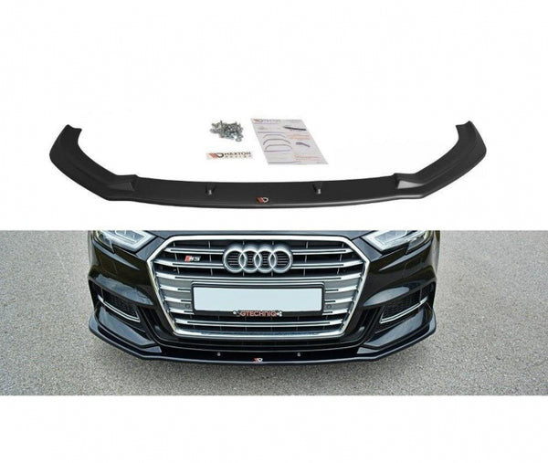 Maxton Design Front Ansatz für  V.1 Audi S3 / A3 S-Line 8V FL  schwarz Hochglanz