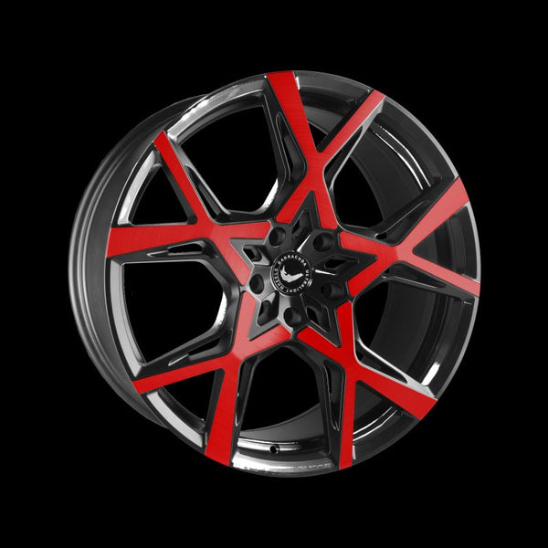 BARRACUDA PROJECT X Gloss black Flashred  Felge 10x22 - 22 Zoll 5x112 Lochkreis - Beast Performance Fahrzeugtechnik OHG