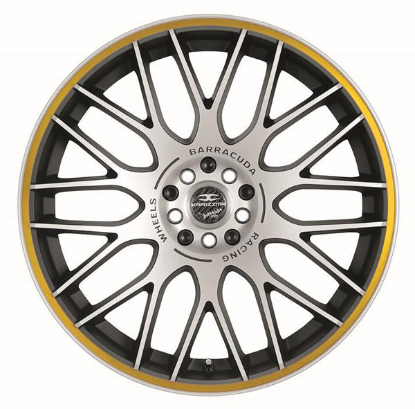 BARRACUDA KARIZZMA Mattblack-polished / Color Trim gelb Felge 8,5x19 - 19 Zoll 5x112 Lochkreis - Beast Performance Fahrzeugtechnik OHG