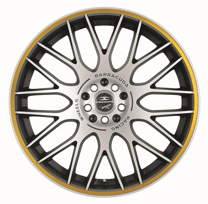 BARRACUDA KARIZZMA Mattblack-polished / Color Trim gelb Felge 9,5x19 - 19 Zoll 5x112 Lochkreis - Beast Performance Fahrzeugtechnik OHG