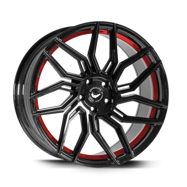 BARRACUDA DRAGOON Higloss-Black undercut Trimline red Felge 10x20 - 20 Zoll 5x110 Lochkreis - Beast Performance Fahrzeugtechnik OHG