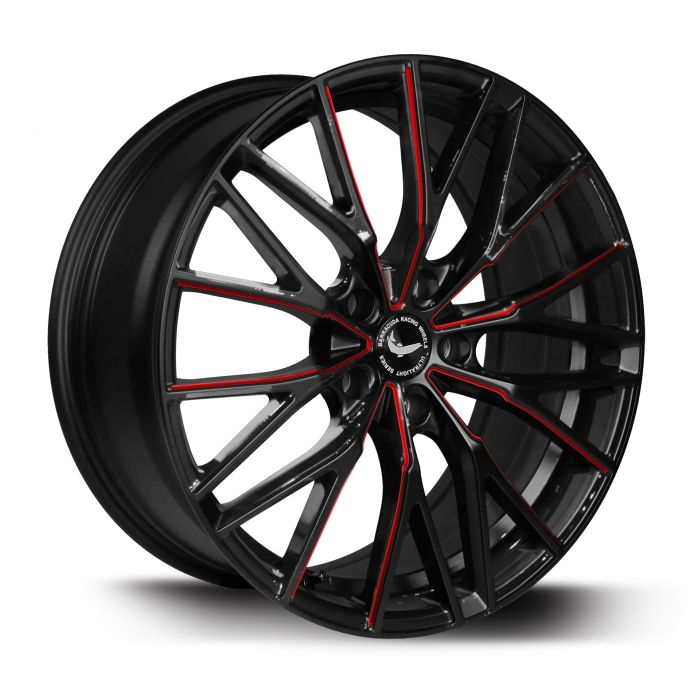 BARRACUDA PROJECT 3.0 Black gloss Flashred Felge 8,5x19 - 19 Zoll 5x114,3 Lochkreis - Beast Performance Fahrzeugtechnik OHG