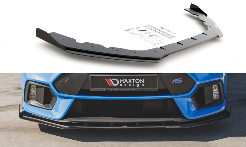 Maxton Design Robuste Racing Front Ansatz für passend +Flaps für Ford Focus RS Mk3 schwarz Hochglanz - Beast Performance Fahrzeugtechnik OHG