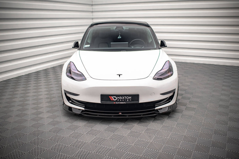 Maxton Design Front Ansatz V.3 für Tesla Model 3 Carbon Look - Beast Performance Fahrzeugtechnik OHG