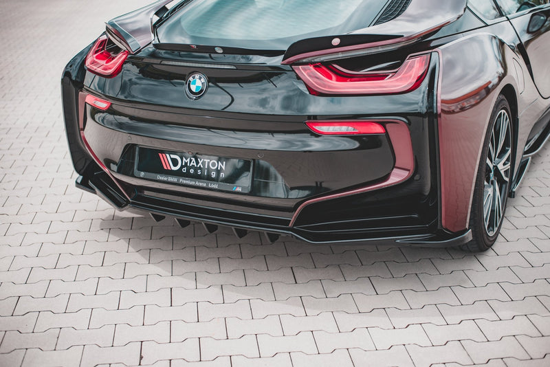 Maxton Design Mittlerer Diffusor Heck Ansatz DTM Look für BMW i8 schwarz matt - Beast Performance Fahrzeugtechnik OHG