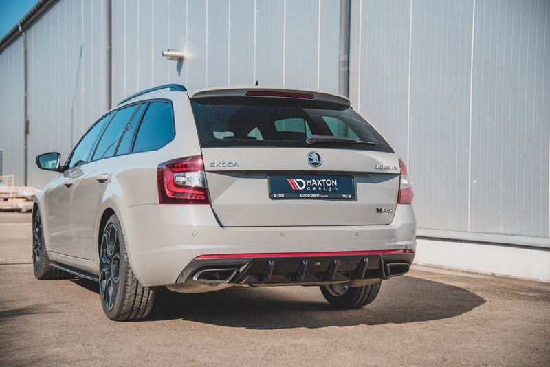Maxton Design Diffusor Heck Ansatz V.1 für Skoda Octavia RS Mk3 / Mk3 FL Hatchback / Kombi schwarz Hochglanz - Beast Performance Fahrzeugtechnik OHG