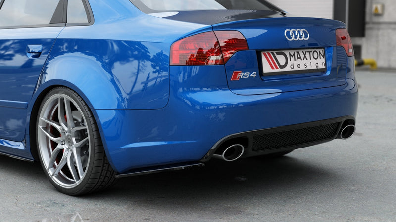 Maxton Design Heck Ansatz Flaps Diffusor V.1 für Audi RS4 Limousine B7 Carbon Look - Beast Performance Fahrzeugtechnik OHG