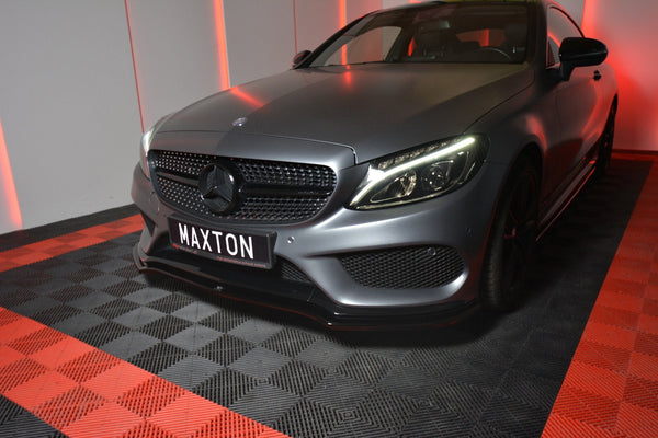 Maxton Design Front Ansatz V.1 für MERCEDES- BENZ C-KLASSE W205 COUPE AMG-LINE schwarz matt - Beast Performance Fahrzeugtechnik OHG
