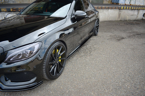 Maxton Design Seitenschweller Ansatz für MERCEDES- BENZ C43 AMG W205 Carbon Look - Beast Performance Fahrzeugtechnik OHG