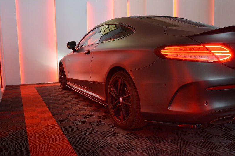 Maxton Design Seitenschweller Ansatz für MERCEDES- BENZ C-KLASSE W205 COUPE AMG-LINE Carbon Look - Beast Performance Fahrzeugtechnik OHG