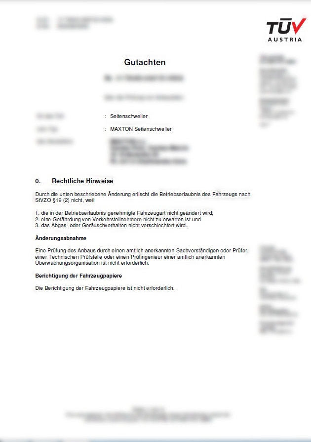 Maxton Design Maxton Design Seiten Schweller Gutachten ABE für alle SD1 ALFA MERCEDES OPEL VW - Beast Performance Fahrzeugtechnik OHG