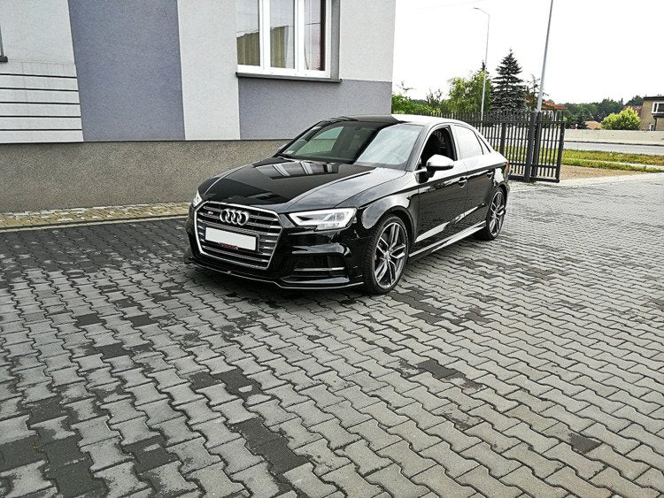 Maxton Design Front Ansatz V.2 für Audi S3 / A3 S-Line 8V FL Limousine schwarz Hochglanz - Beast Performance Fahrzeugtechnik OHG