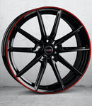 Borbet LX18 black glossy rim red Felge 8x18 Zoll 5x114,3 Lochkreis - Beast Performance Fahrzeugtechnik OHG