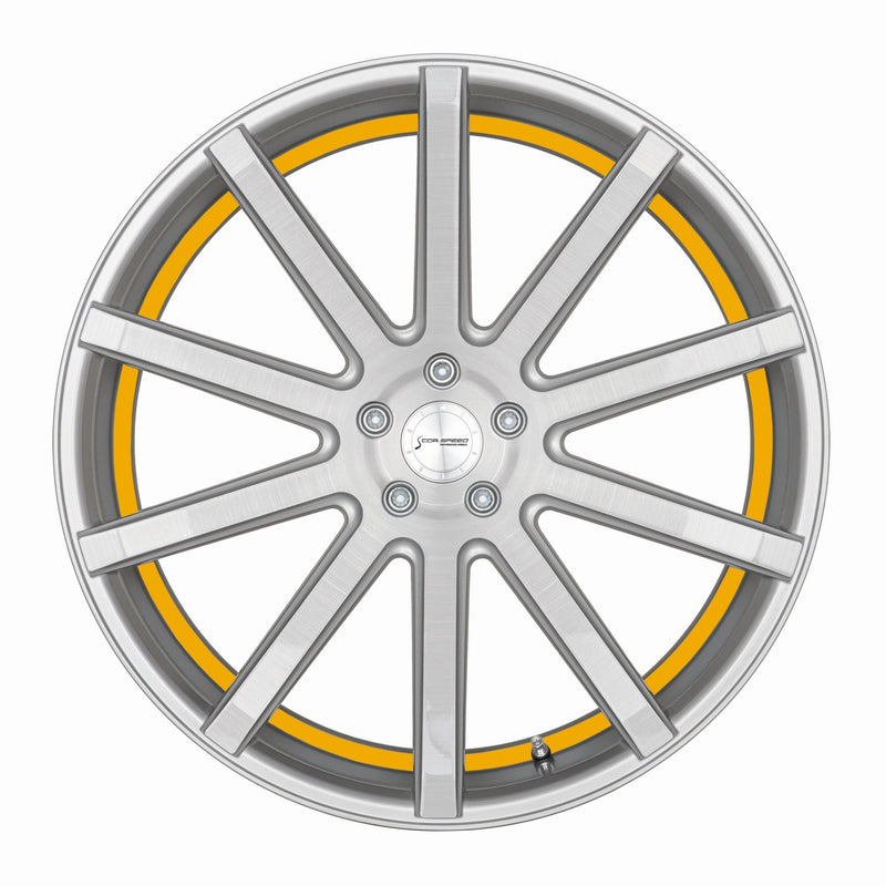CORSPEED DEVILLE Silver-brushed-Surface/ undercut Color Trim gelb 9x21 5x114,3 Lochkreis - Beast Performance Fahrzeugtechnik OHG